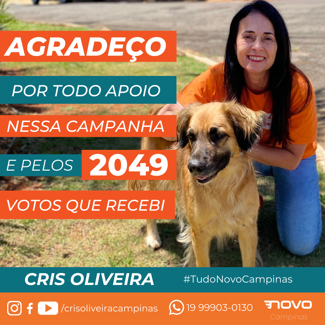 Cris Oliveira, obrigada campinas pelos 2049 votos